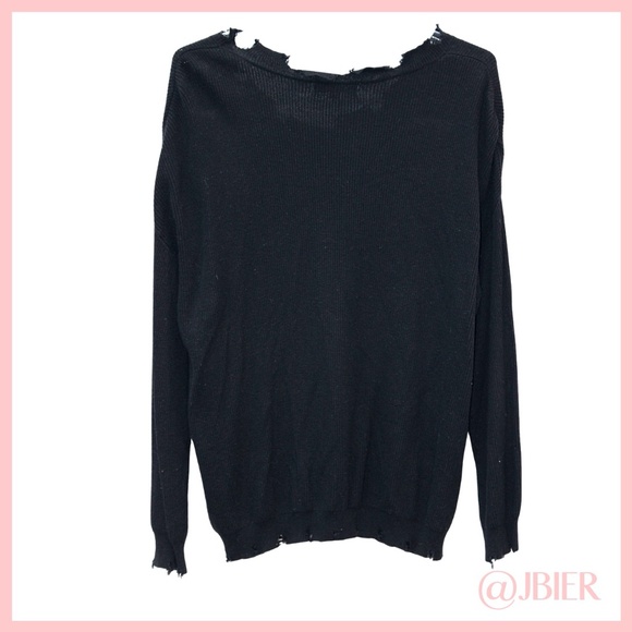 Honey Punch Black Raw Edge Sweater - Picture 2 of 3